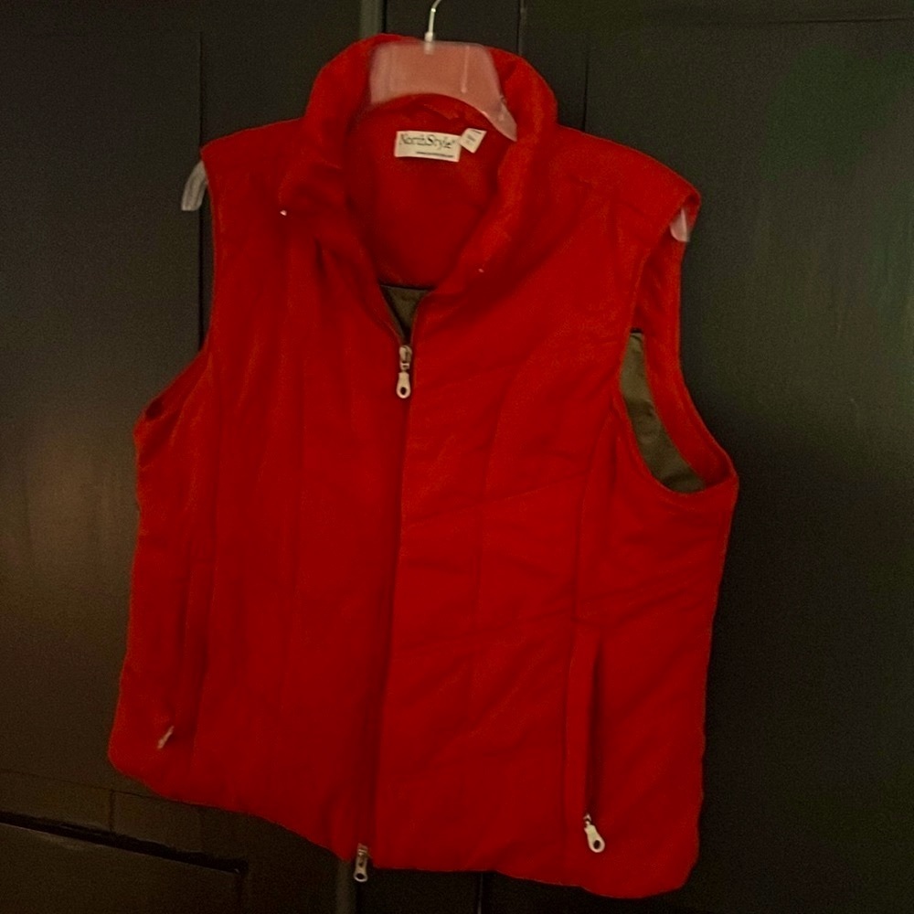 NorthStyle Long-Length Quilted Vest, Size L, Lipstick Rich Blue Red